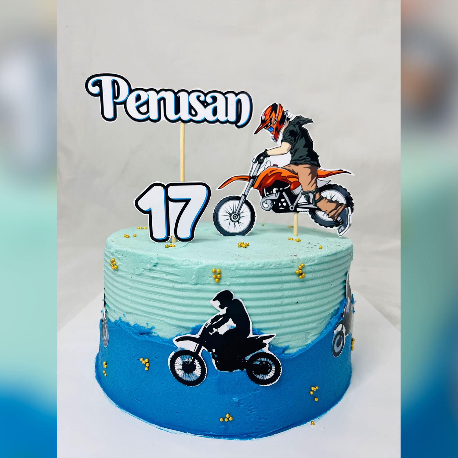 Blue Biker Themed Birthday Cake - 1kg gallery image