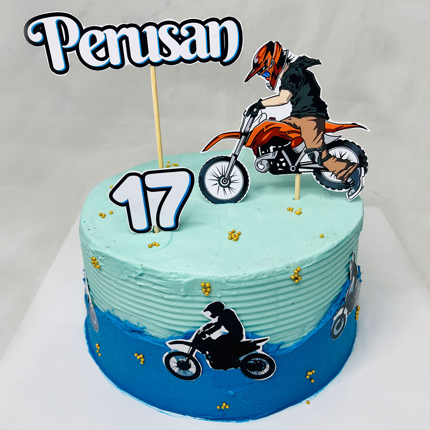Blue Biker Themed Birthday Cake - 1kg — image 5