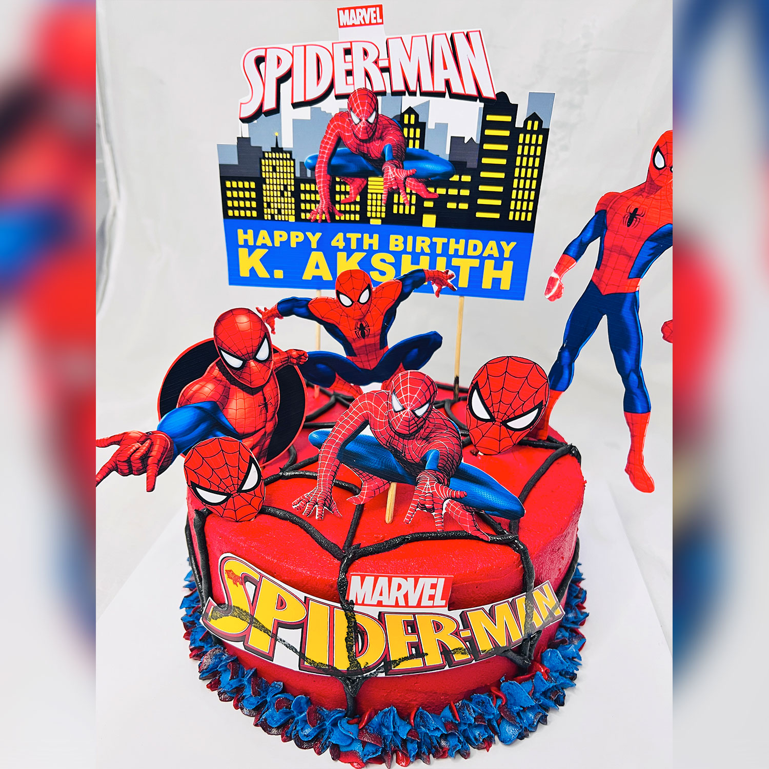 Spider Man Themed Birthday Cake gallery image