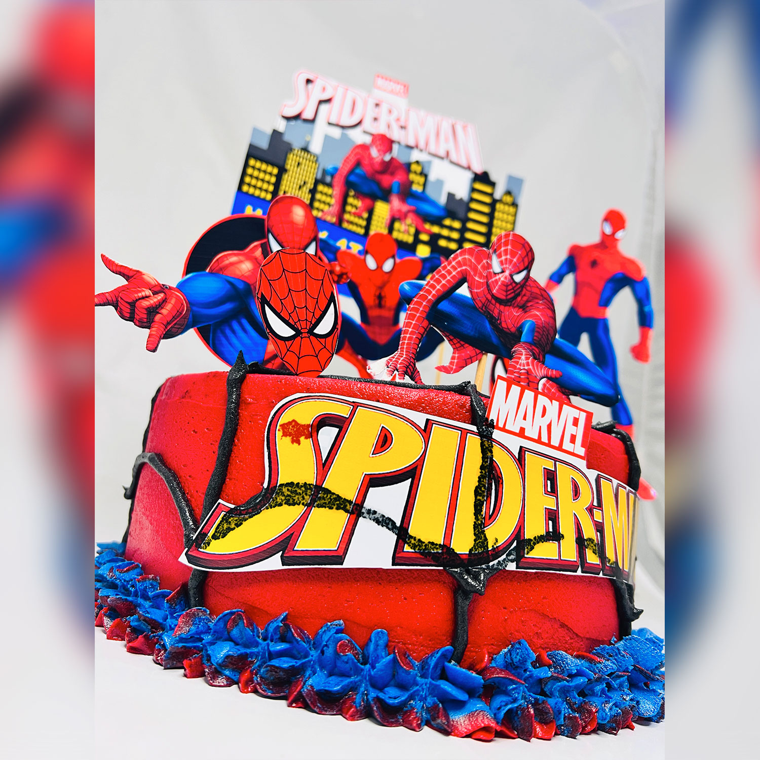 Spider Man Themed Birthday Cake gallery image