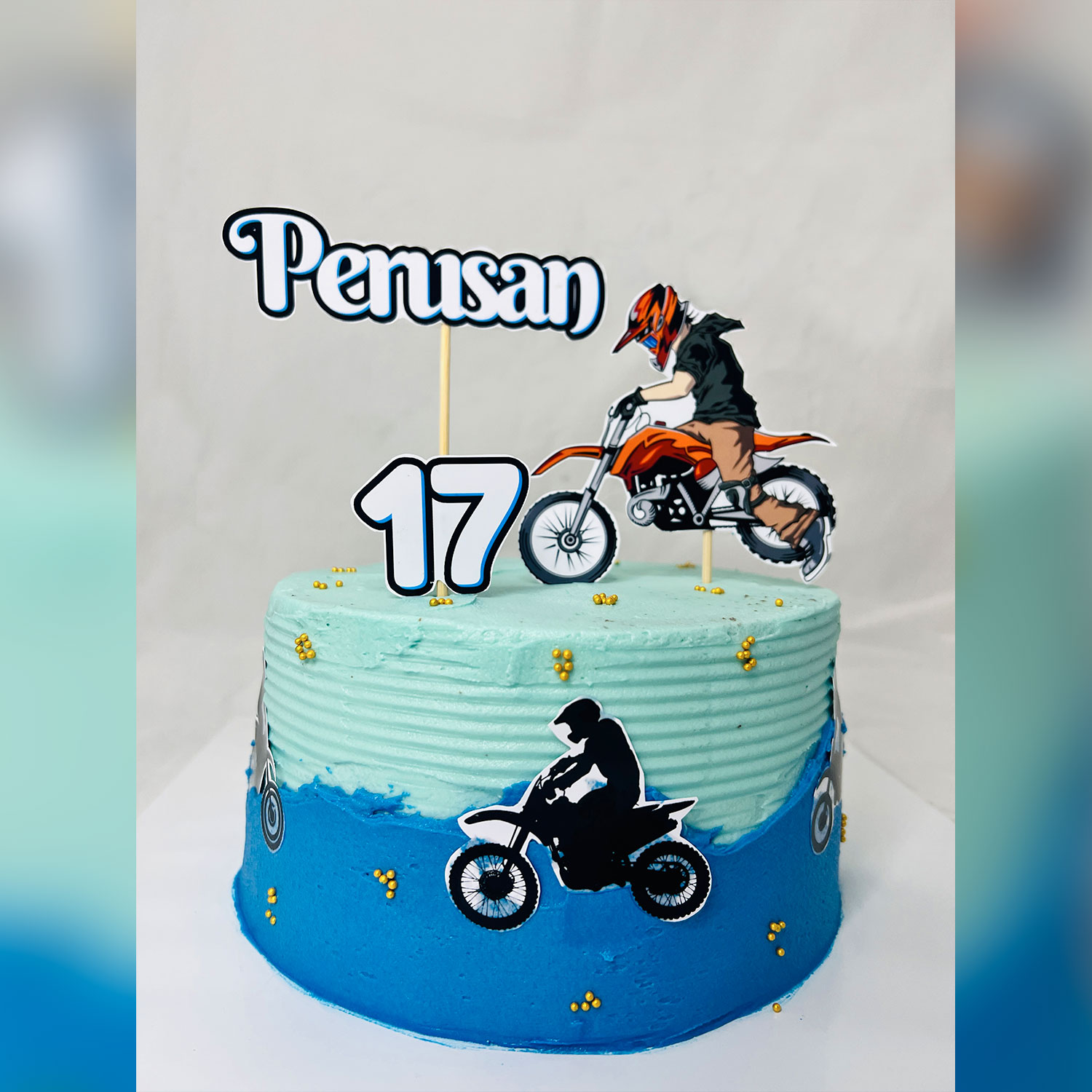 Blue Biker Themed Birthday Cake - 1kg gallery image