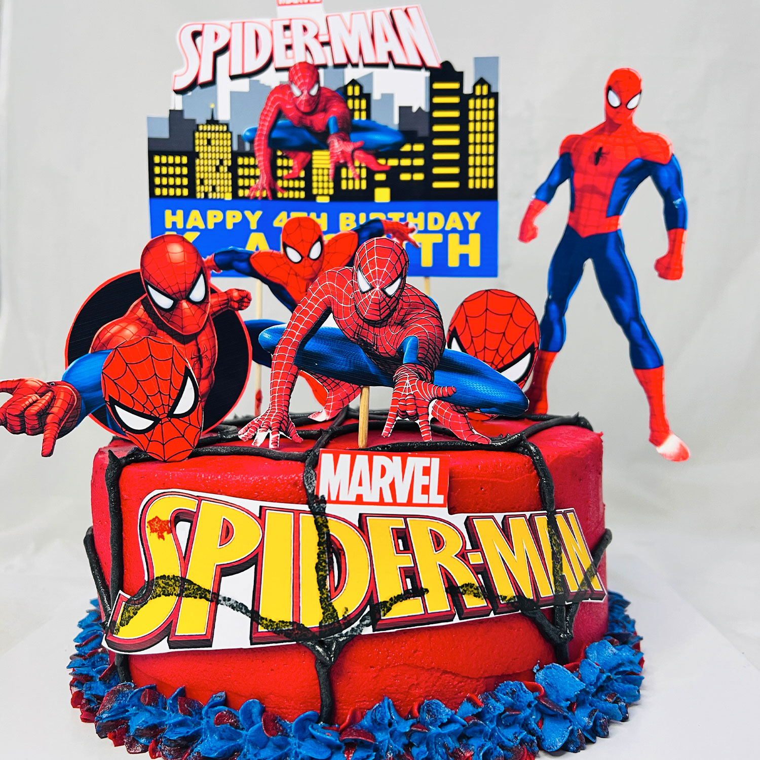 Spider Man Themed Birthday Cake
