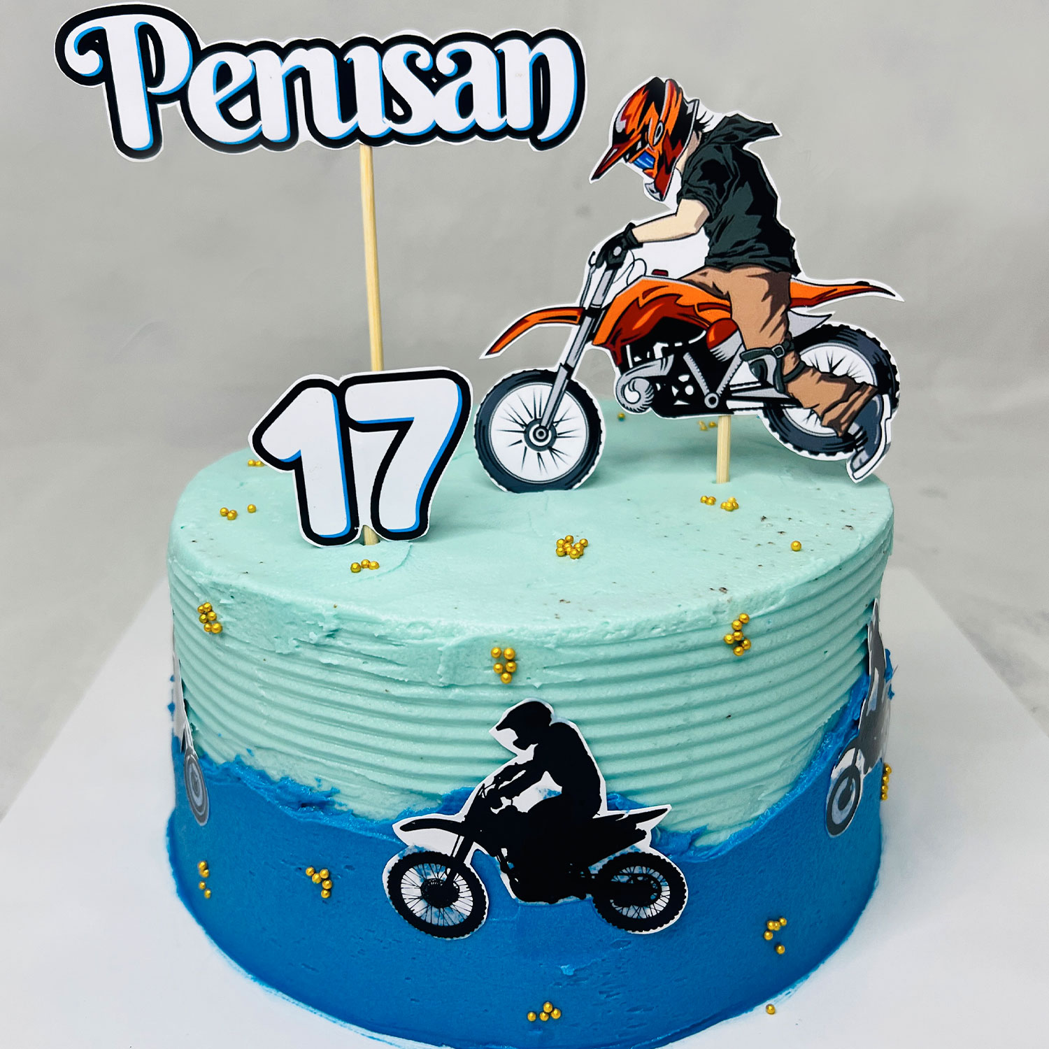 Blue Biker Themed Birthday Cake - 1kg — image 4